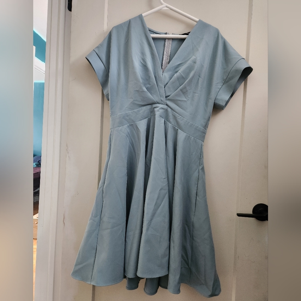 Dusty Blue A-Line Dress